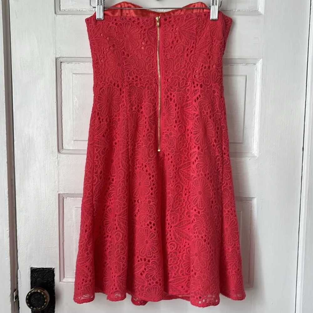 LILY PULITZER STRAPLESS EMBROIDERED LACE MINI DRESS - Picture 6 of 9